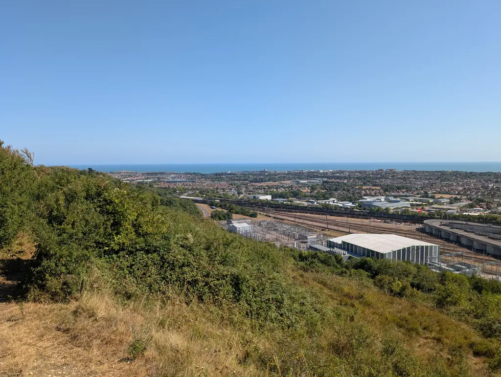 Folkestone White Horse from the ridge near Crete Road West