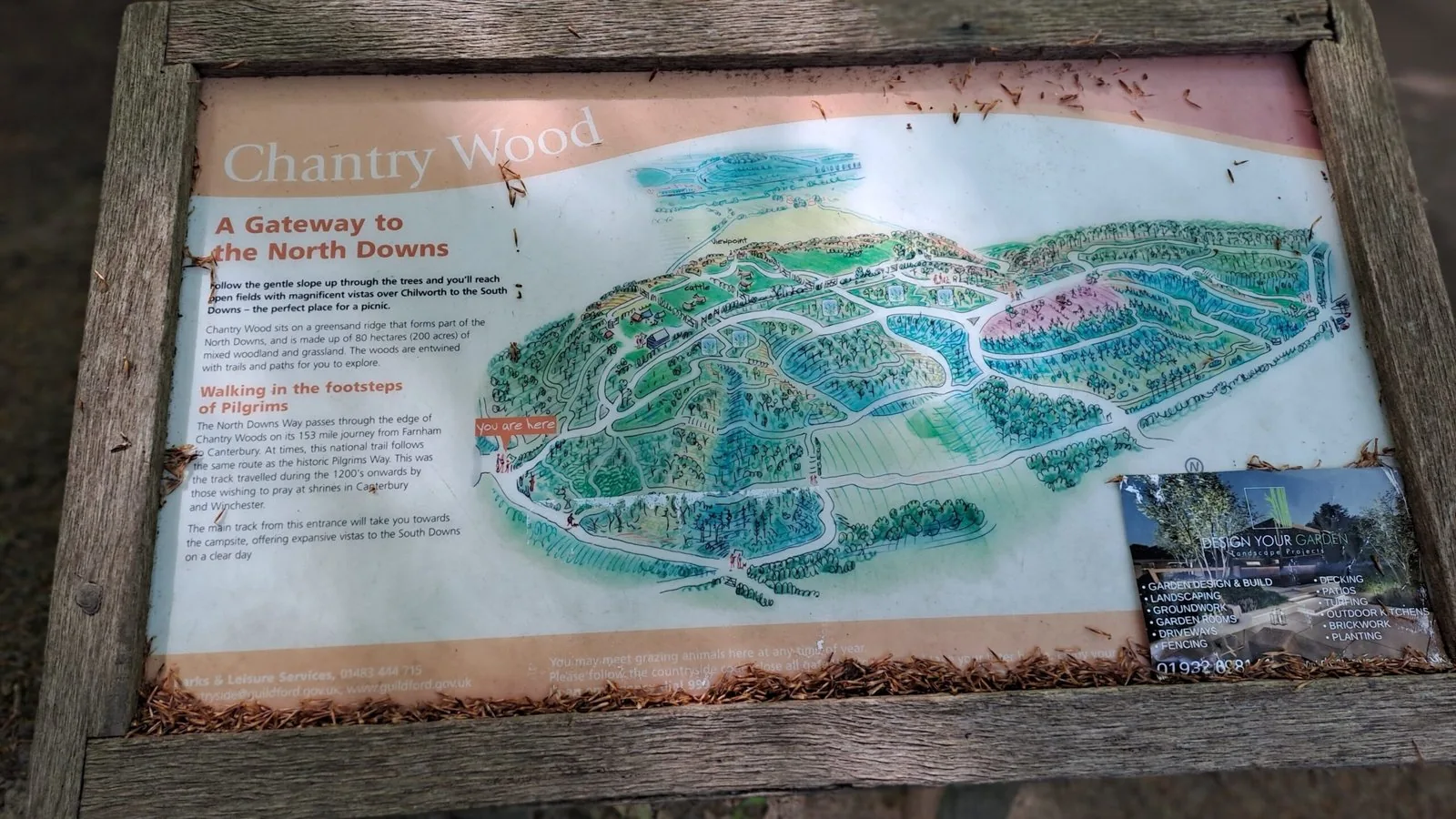 Map of Chantry Wood on the North Downs Way
