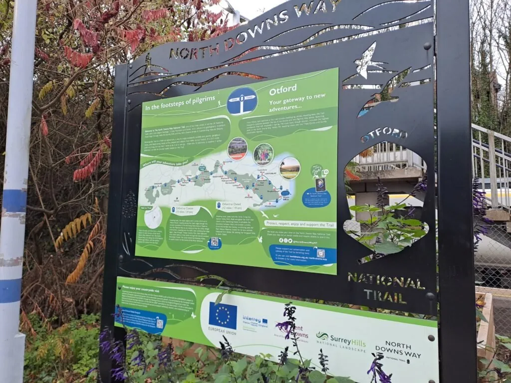 North Downs Way sign at Otford train station