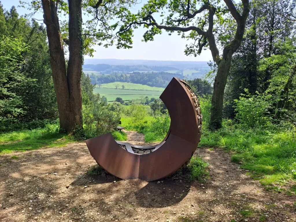 Optohedron art sculpture near Newlands Corner on the North Downs Way
