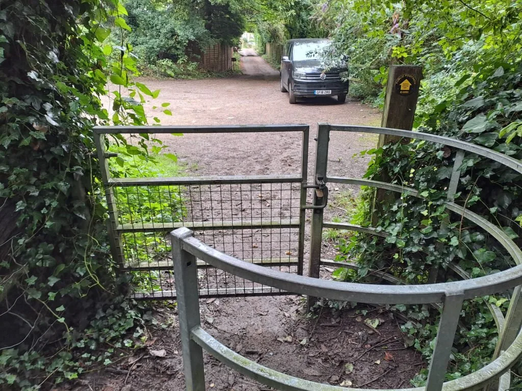 The Coombe residential road on the North Downs Way