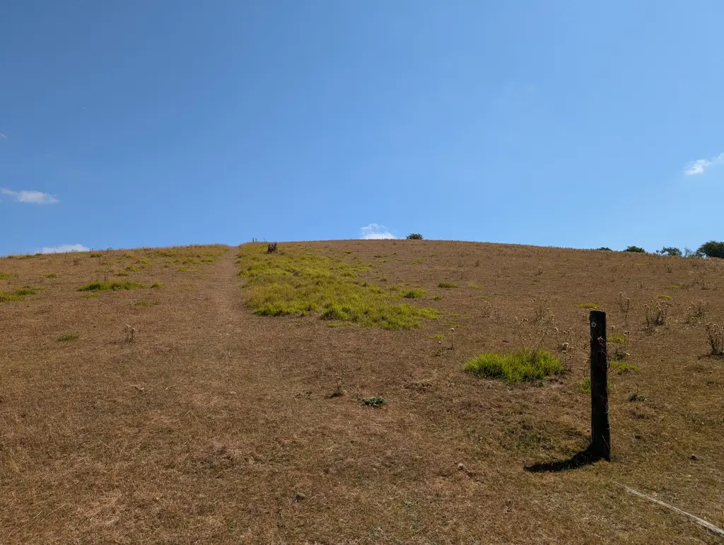 Crossing Curteis Lane and walking uphill