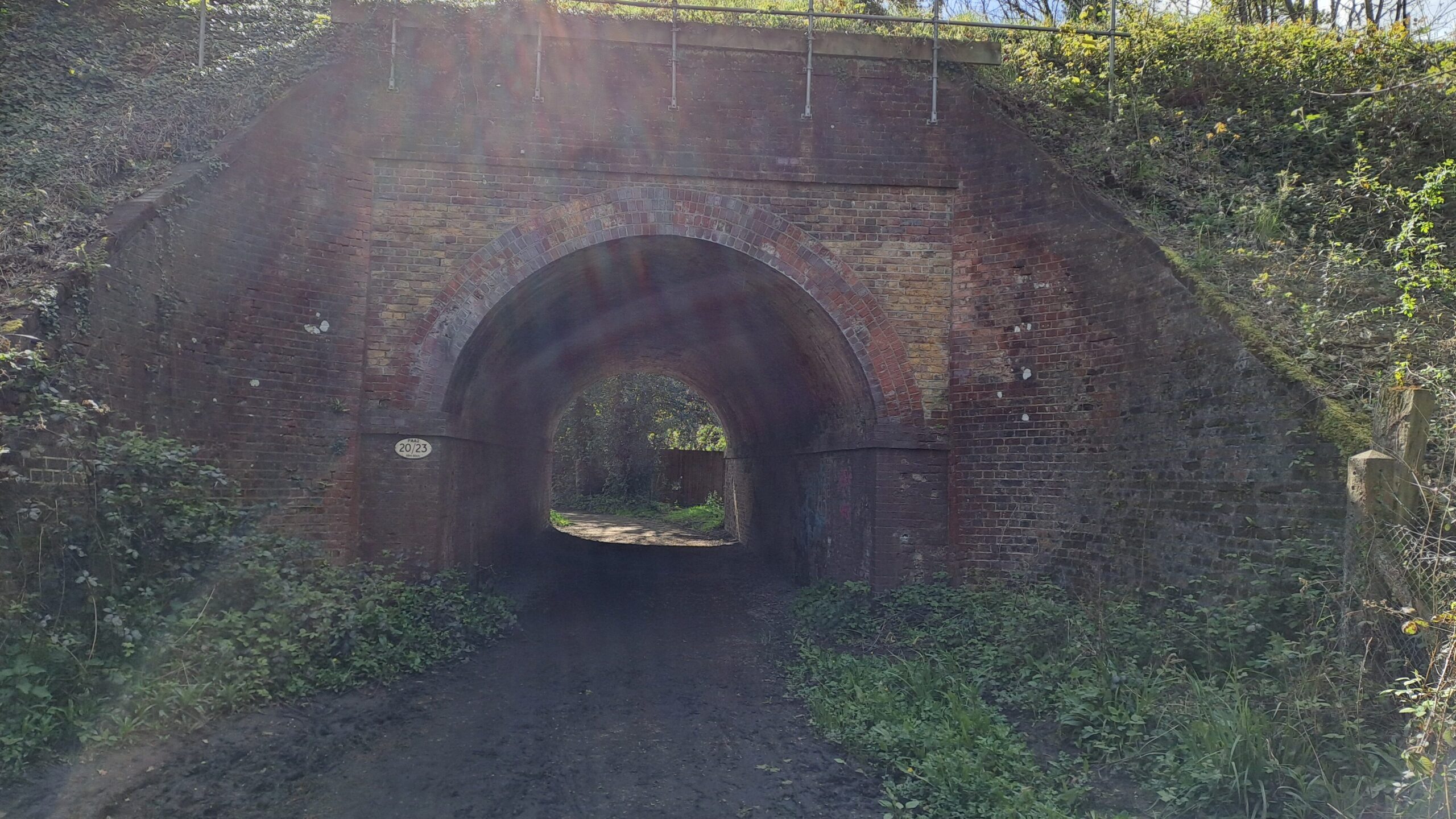 the north downs way walking from Farnham to Guildford tunnel under railway tracks